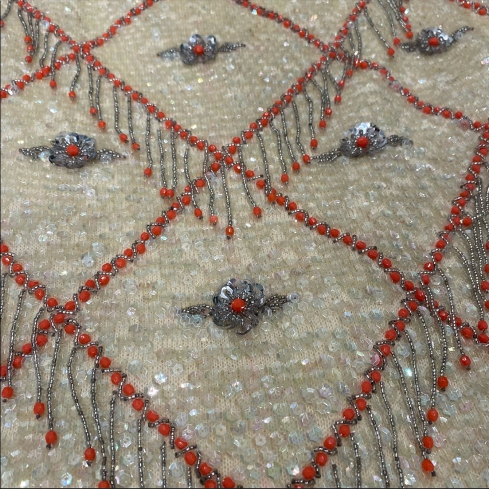 Vintage beige orange western sequin tank blouse - Picture 5 of 9